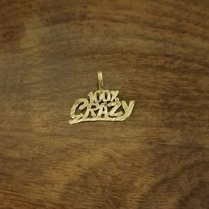 "100% Crazy" Gold Pendant for Necklace